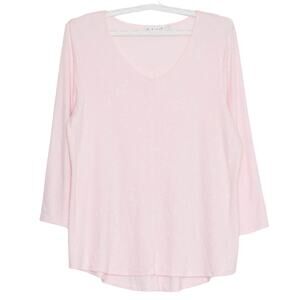 Habitat Top 3/4 Sleeve Cottage Jacquard Romantic Feminine Boho Preppy Pink Large